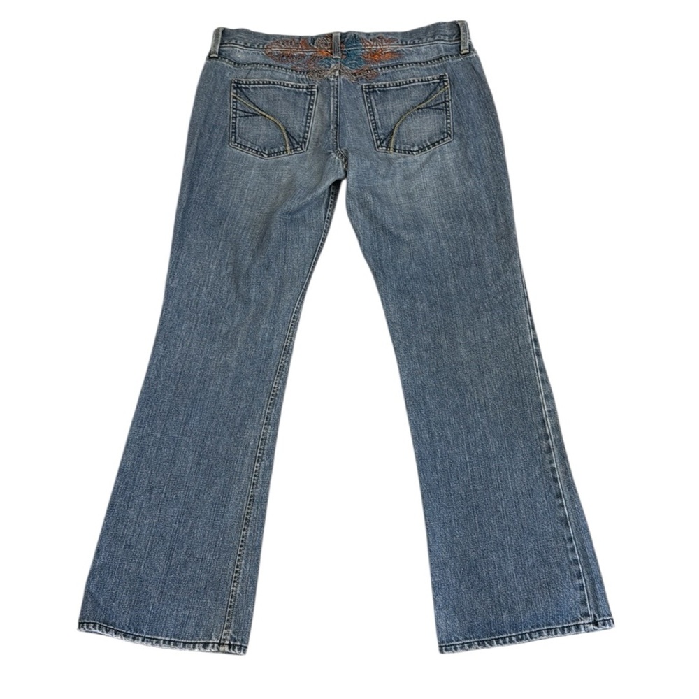 Vintage Y2K Old Navy Ultra Low Rise Bootcut Embroidered Jeans All Cotton Blue 10 - Picture 4 of 16